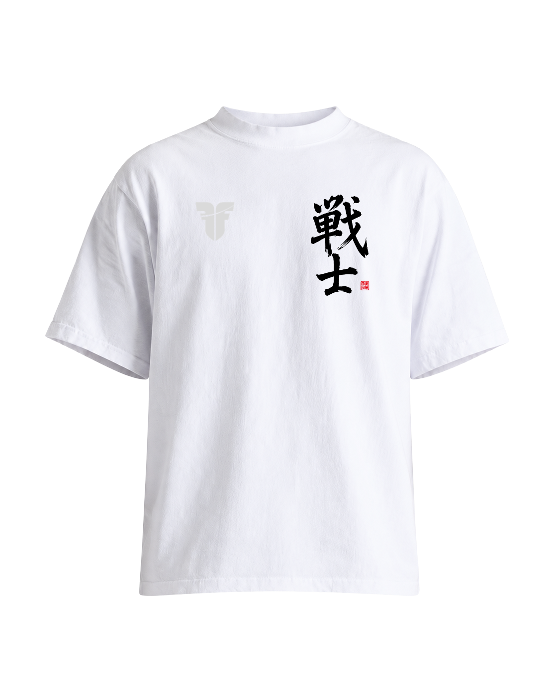 Fighter Cropped Oversize Kanji T-shirt - White