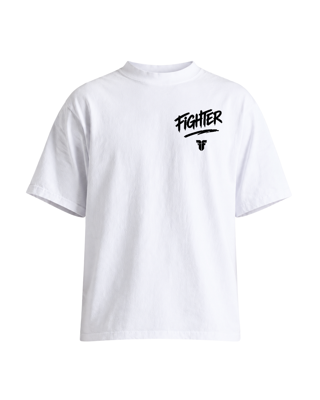 Fighter Cropped Oversize Motto T-shirt - White