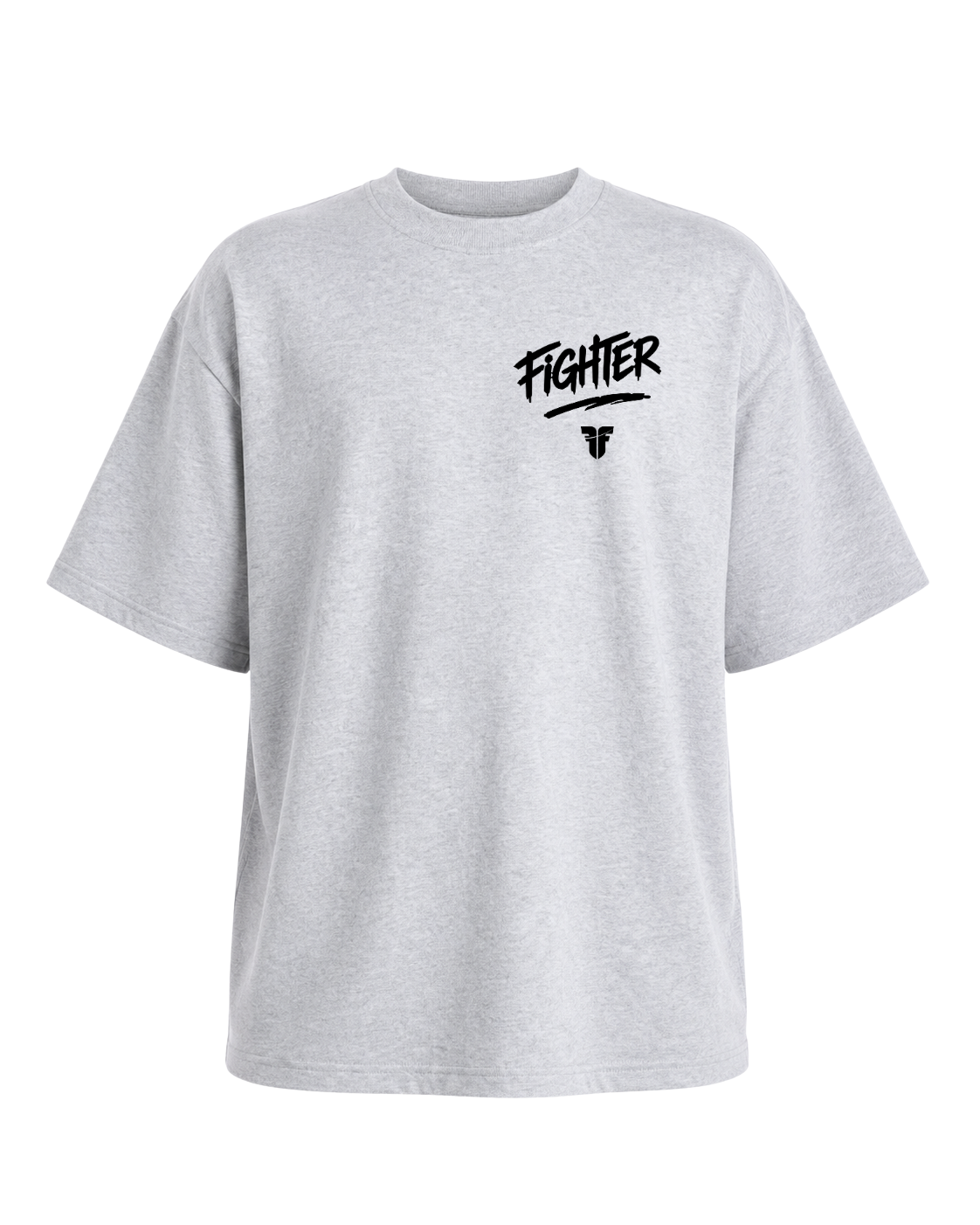 Fighter Cropped Oversize Motto T-shirt - Grey
