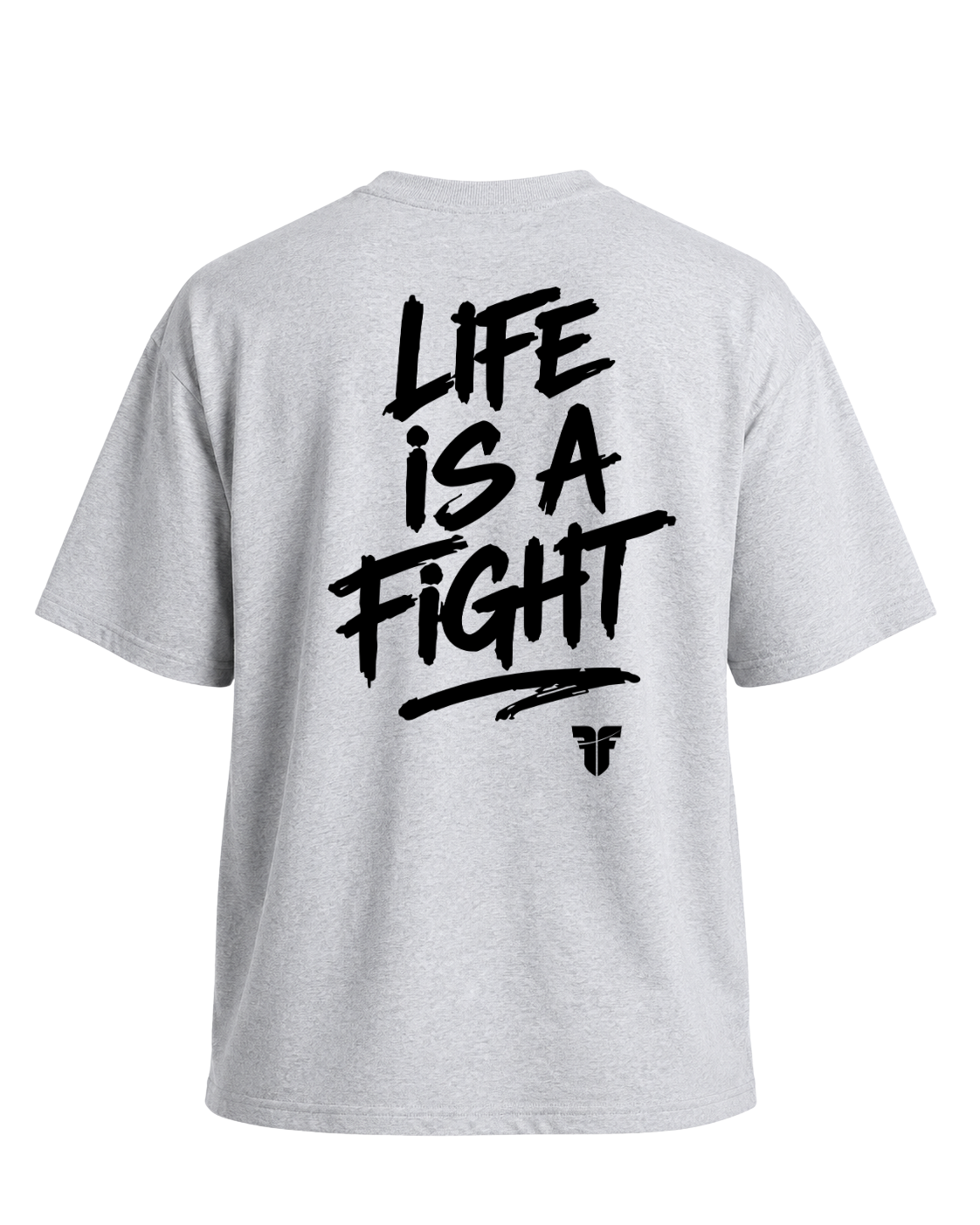 Fighter Cropped Oversize Motto T-shirt - Grey