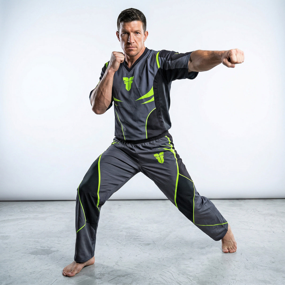 Uniforme de luchador - negro/verde neón