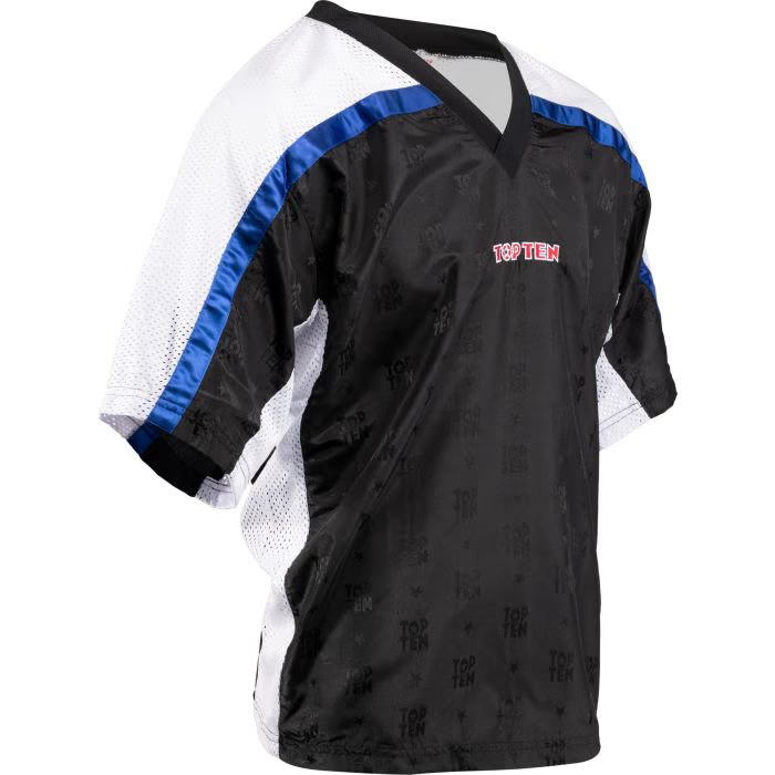 T-Shirt, V-Neck for kickboxing “Mesh” black/white