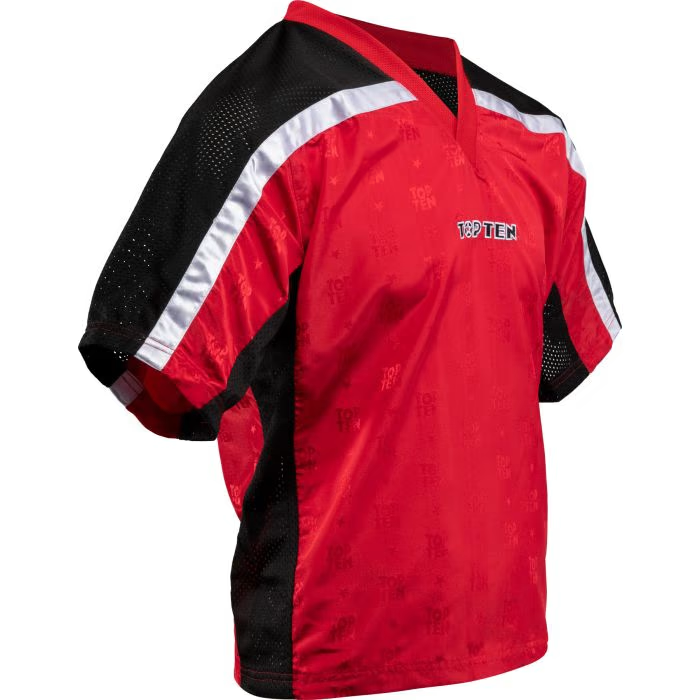 T-Shirt, V-Neck for kickboxing “Mesh” red/black