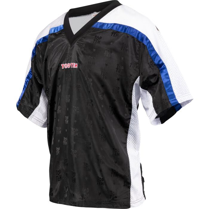 T-Shirt, V-Neck for kickboxing “Mesh” black/white