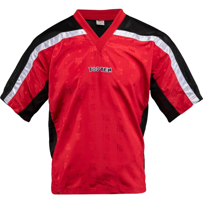 T-Shirt, V-Neck for kickboxing “Mesh” red/black