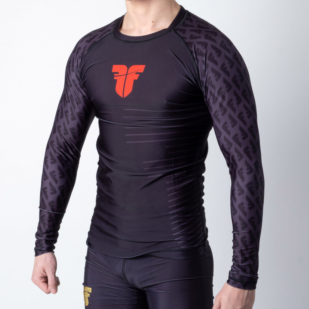 Camiseta Rashguard Fighter de manga larga, color negro, FRG-02