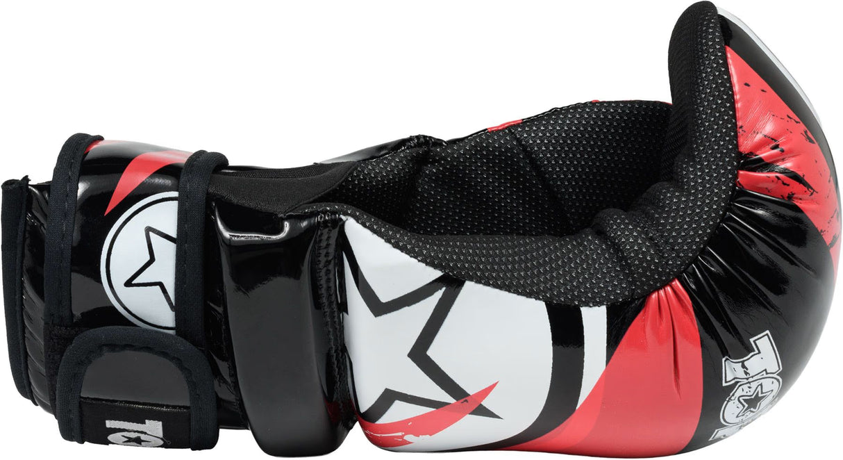 Guantes abiertos Prism Pointfighter TOP TEN en color rosa brillante y blanco