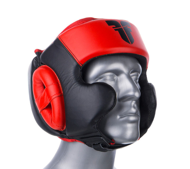 Fighter Black / Red Leather Sparring Headguard, NL2796R