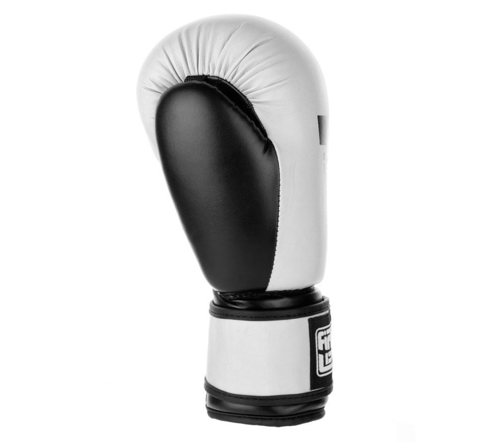 Fighter Synthetic Leather PU Basic Boxing Gloves, White/Black 1376APUWB