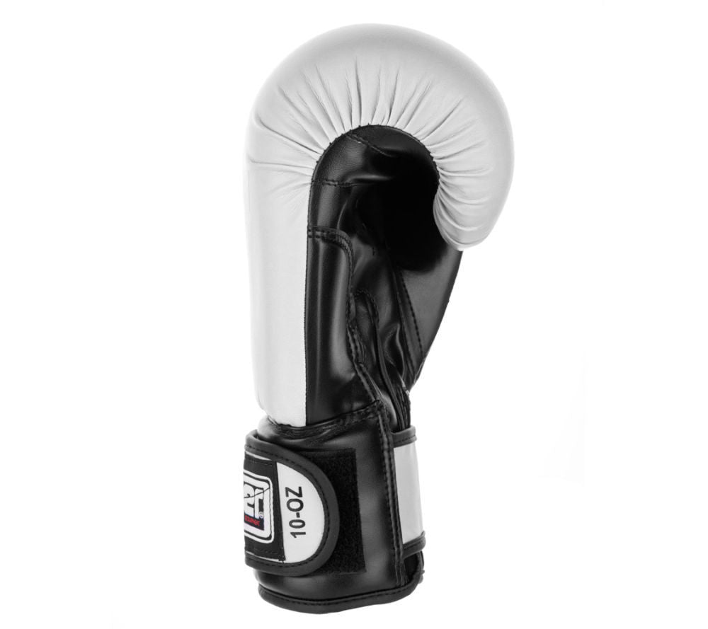 Fighter Synthetic Leather PU Basic Boxing Gloves, White/Black 1376APUWB