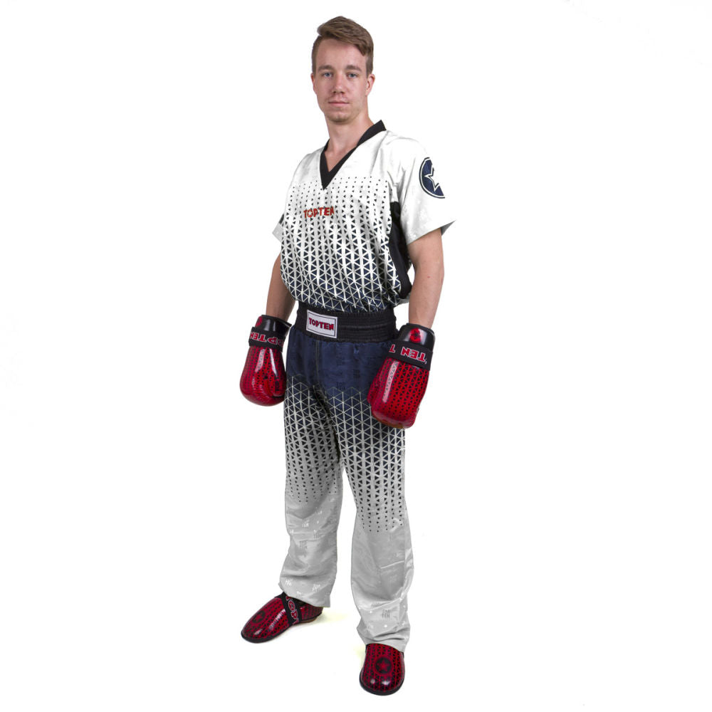 TOP TEN Graphic Uniform white/blue, 16831WB Fighters Inc