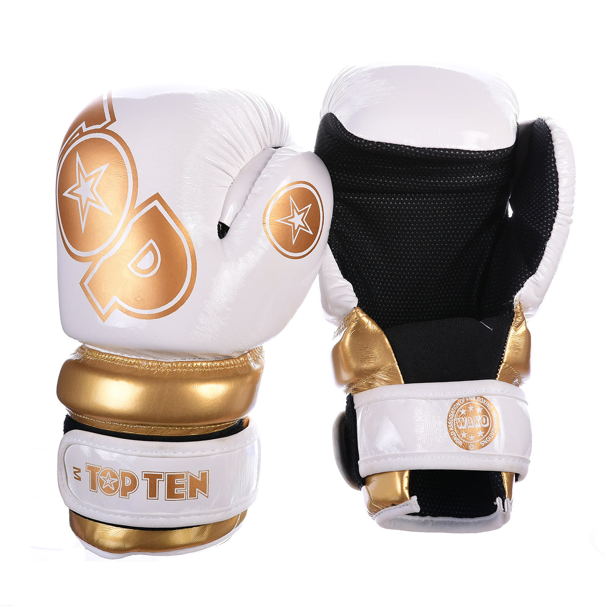 Top Ten Open-Hand Gloves, white/gold