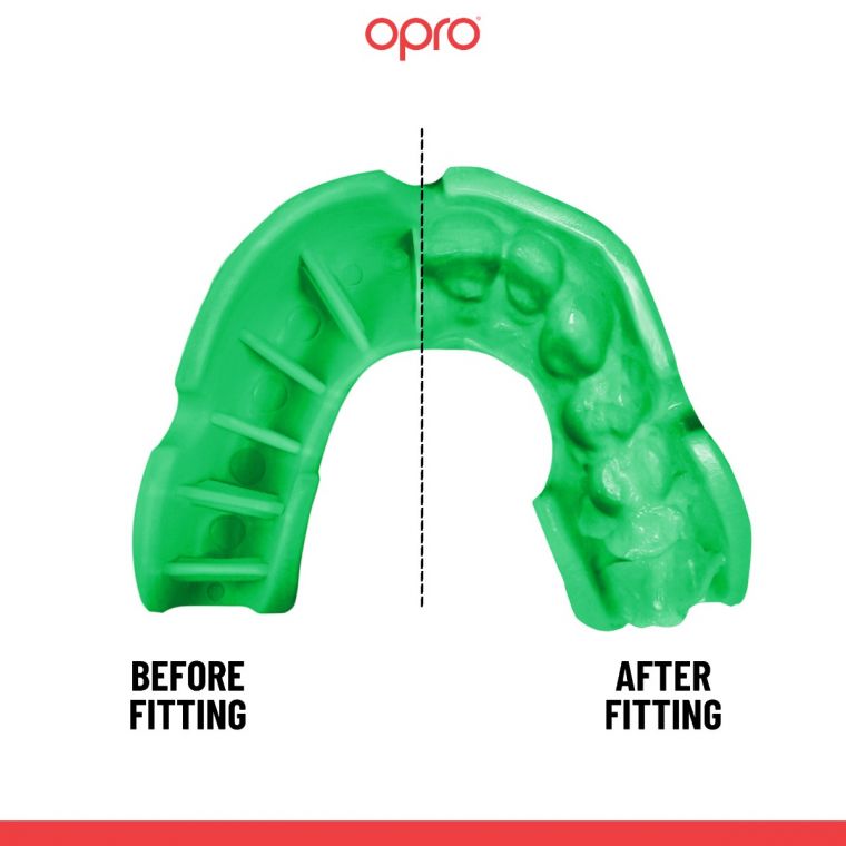 OPRO Mouth Guard Silver - Pink/Fl Green