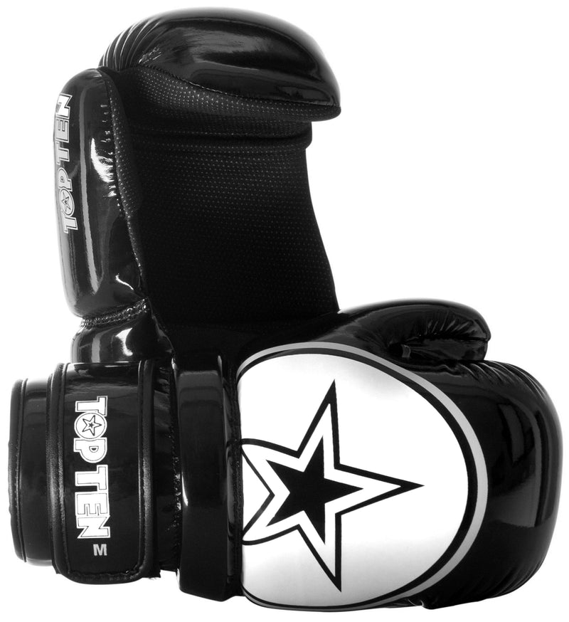 Top Ten Point-Stop Martial Arts Gloves Black/White Star, 21656-5