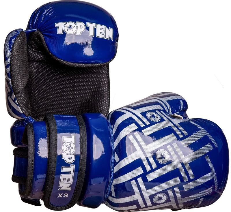 TOP TEN Glossy Blue/White Prism Pointfighter Open-Hand Gloves