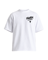 Fighter Cropped Oversize Motto T-shirt - White