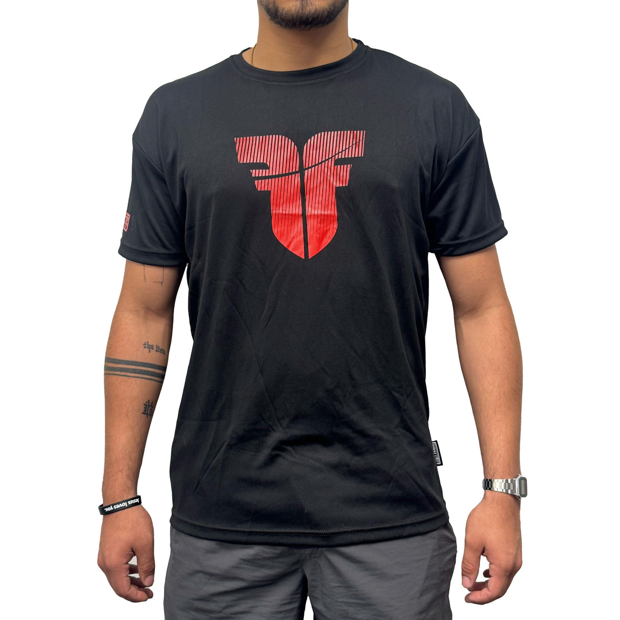 Camiseta de entrenamiento de combate, color negro y blanco, FTSF-01W