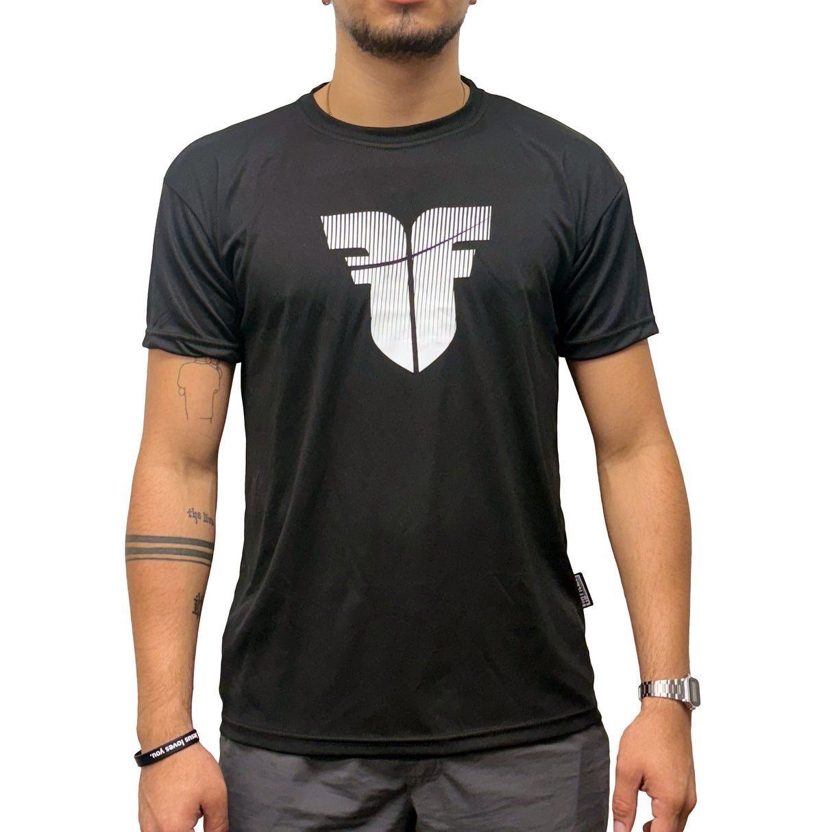Camiseta de entrenamiento de combate, color negro y blanco, FTSF-01W