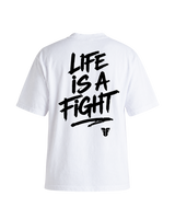 Fighter Cropped Oversize Motto T-shirt - White