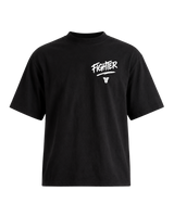 Fighter Cropped Oversize Motto T-shirt - Black