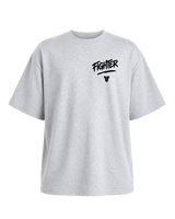 Fighter Cropped Oversize Motto T-shirt - Grey