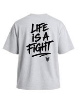 Fighter Cropped Oversize Motto T-shirt - Grey