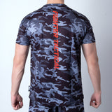Camiseta de entrenamiento de combate, color negro y blanco, FTSF-01W