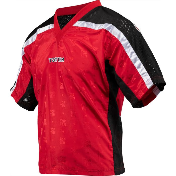 T-Shirt, V-Neck for kickboxing “Mesh” red/black