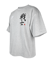 Fighter Cropped Oversize Kanji T-shirt - Grey