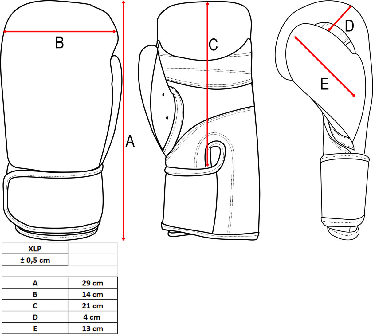 Guantes de kickboxing TOP TEN STAR XLP WAKO en rojo y blanco, 2068-4