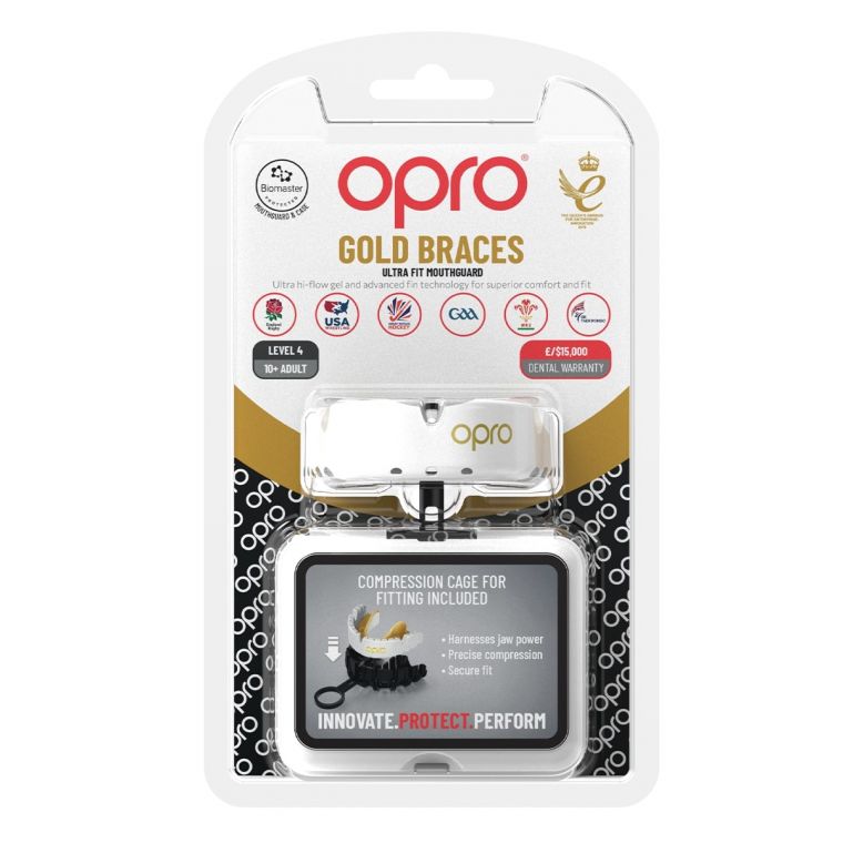 Mouth Guard OPRO GOLD FOR BRACES - white