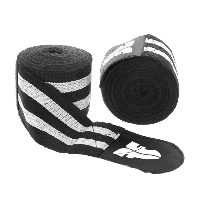 Fighter Black/White striped Polycotton Handwraps, BAND F WHITE