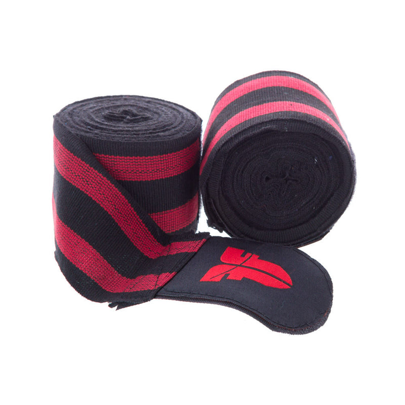 Fighter Black/Red striped Polycotton Handwraps, BAND F RED