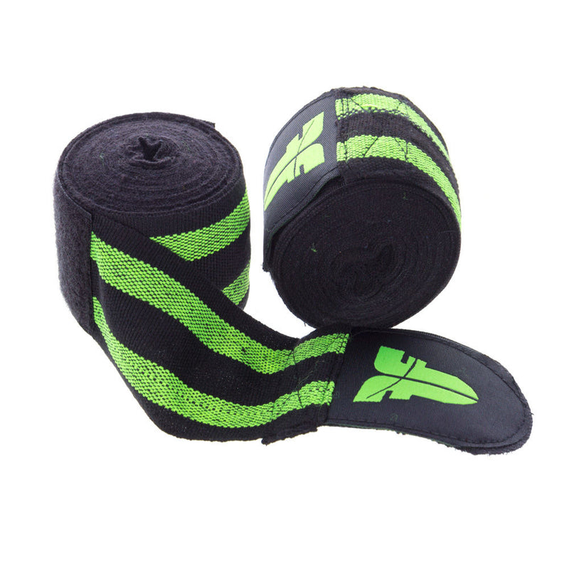 Fighter Black/Green striped Polycotton Handwraps, BAND F GREEN