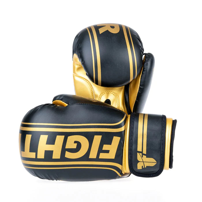 Fighter Boxing Gloves Basic Stripe - black/gold