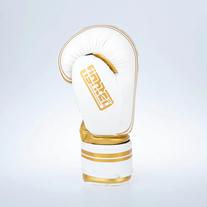 Fighter Boxing Gloves Basic Stripe - white/gold
