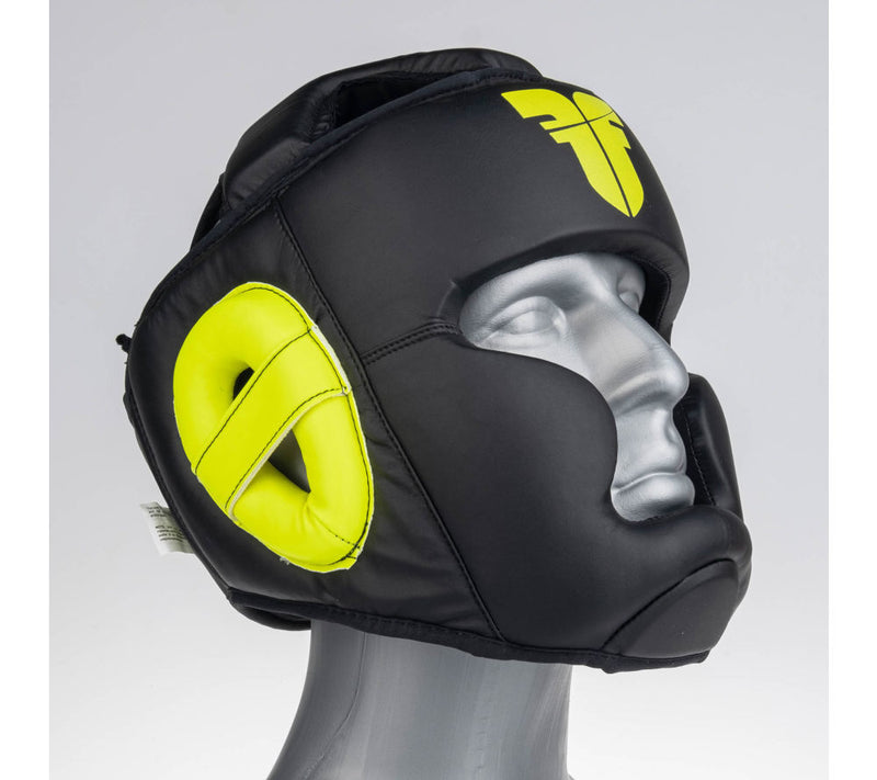 Headguard Fighter Sparring - black/neon yellow