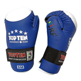 TOP TEN ITF Superfight Leather Blue/White Open Hand Gloves, 2053-6