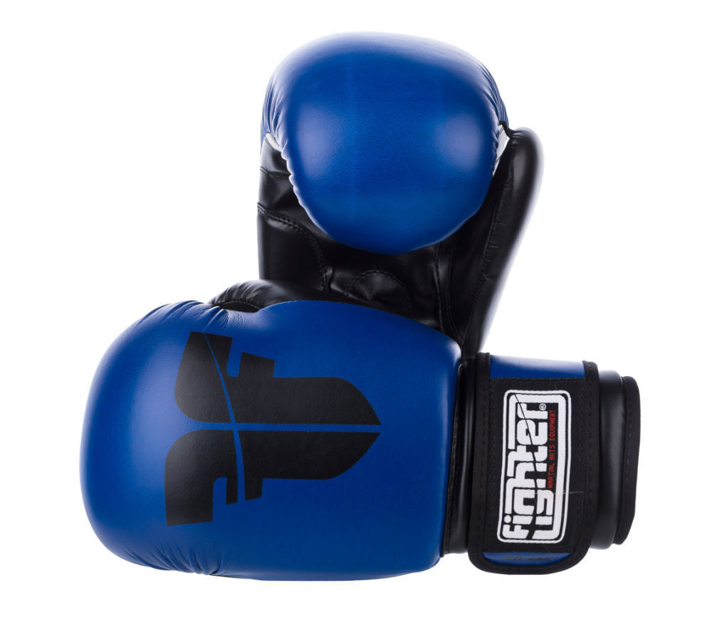 Fighter Synthetic Leather Basic Boxing Gloves, blue/black 1376APUBBL