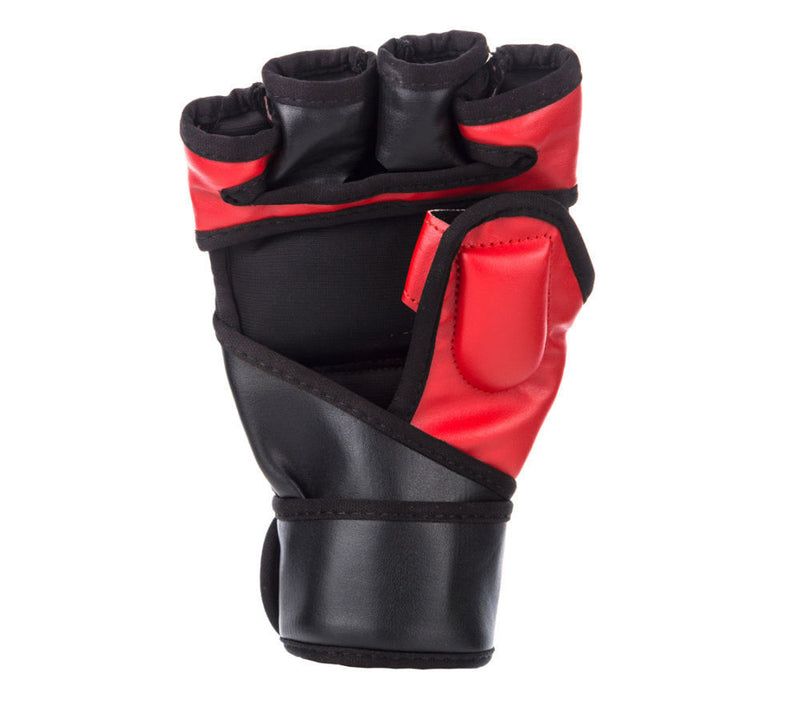 Fighter Black/Red Synthetic Leather MMA Gloves, FMG01