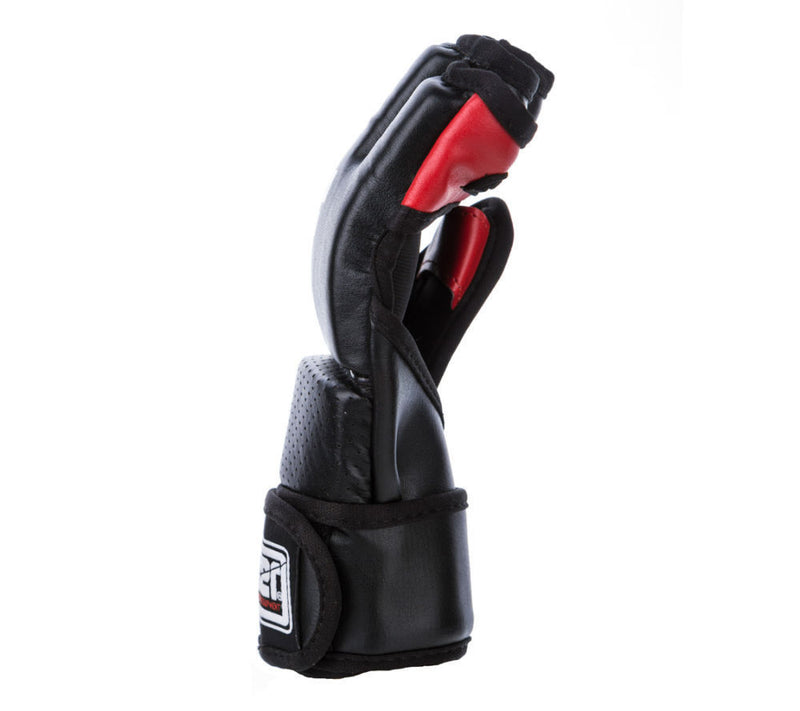 Fighter Black/Red Synthetic Leather MMA Gloves, FMG01