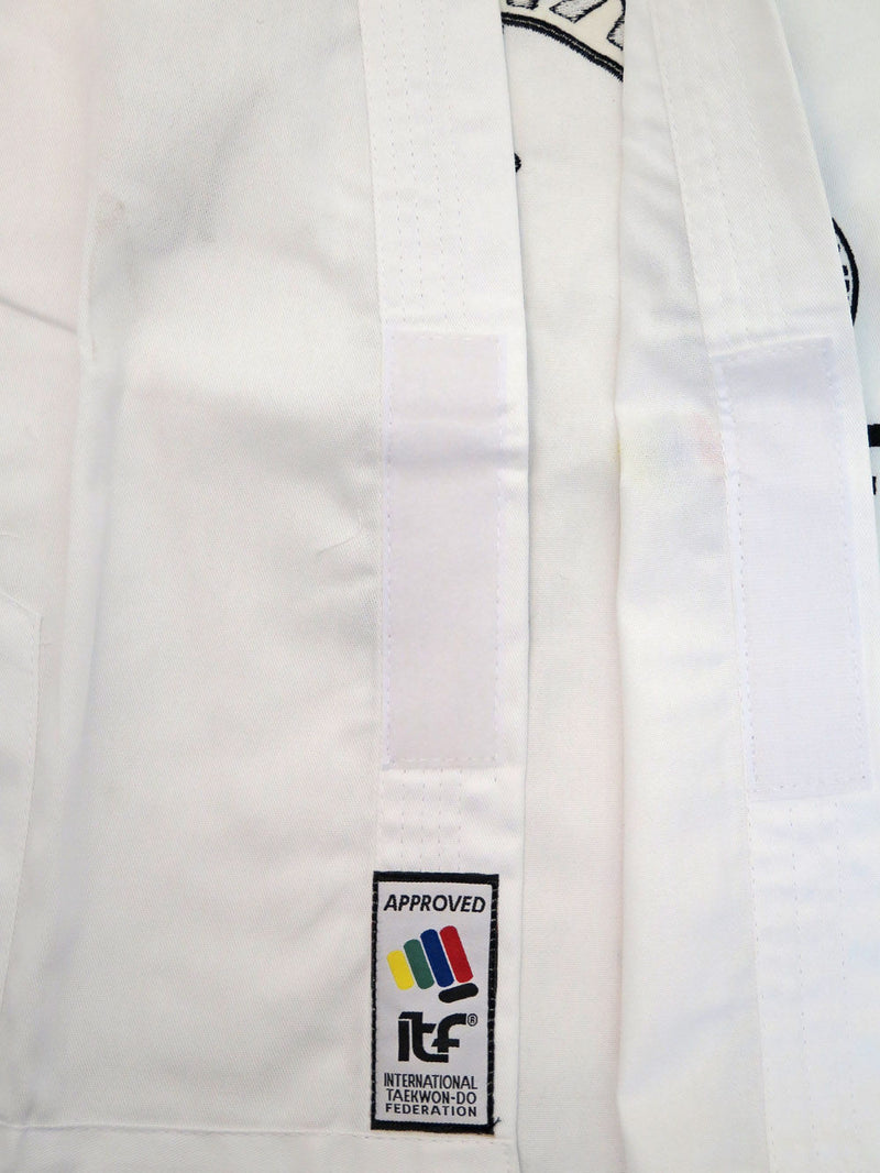 TOP TEN ITF KYONG student uniform - Embroidered White TKD Dobok, 16691-1