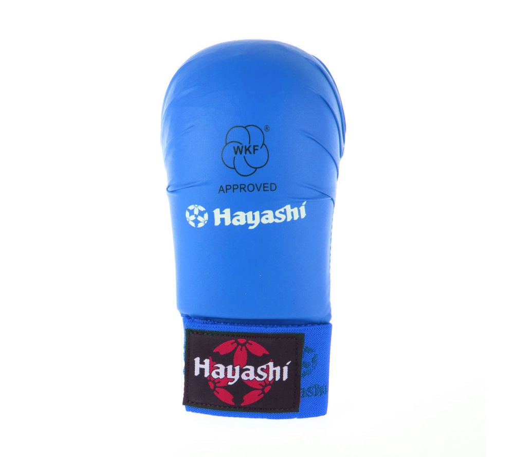 Hayashi WKF Open-Hand Karate Fist Protection Gloves - Blue, 237-4
