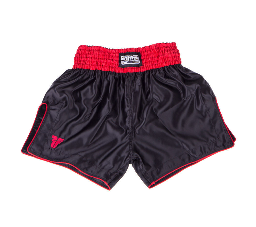 Pantalones cortos de combate tailandeses Bangkok Plain, color negro y rojo, FP01