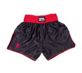 Pantalones cortos de combate tailandeses Bangkok Plain, color negro y rojo, FP01