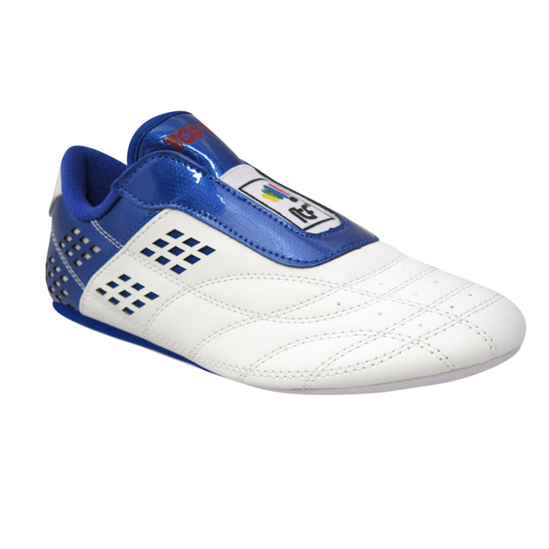 TopTen BUDO ITF Laceless White & Blue Lightweight Taekwon-Do Shoes, 543-16