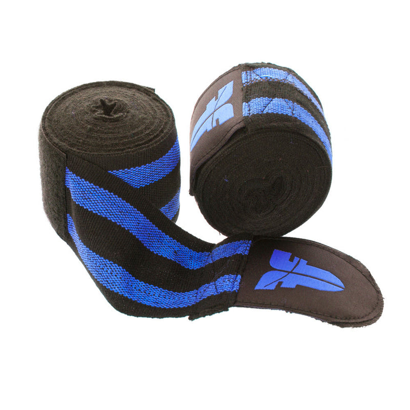 Fighter Black/Blue striped Polycotton Handwraps, BAND F BLUE