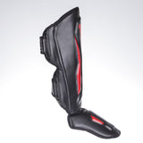 Espinilleras de combate Thai Ergo, color negro y rojo, FSG-004BR