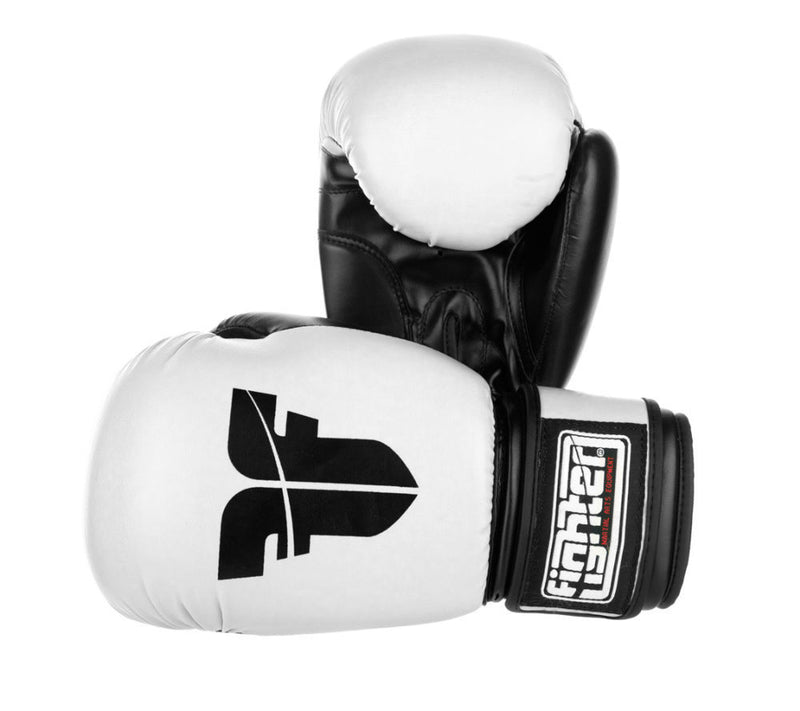 Fighter Synthetic Leather PU Basic Boxing Gloves, White/Black 1376APUWB