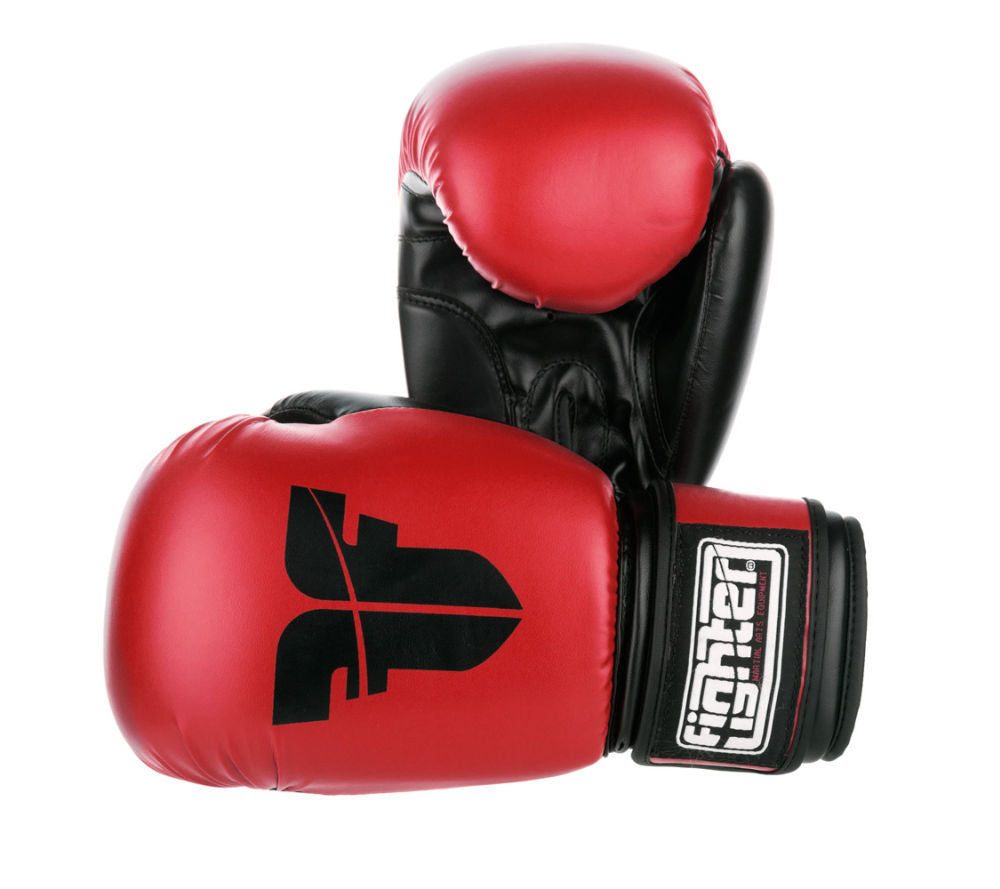 Fighter Synthetic Leather PU Basic Boxing Gloves  - red/black, 1376APURD